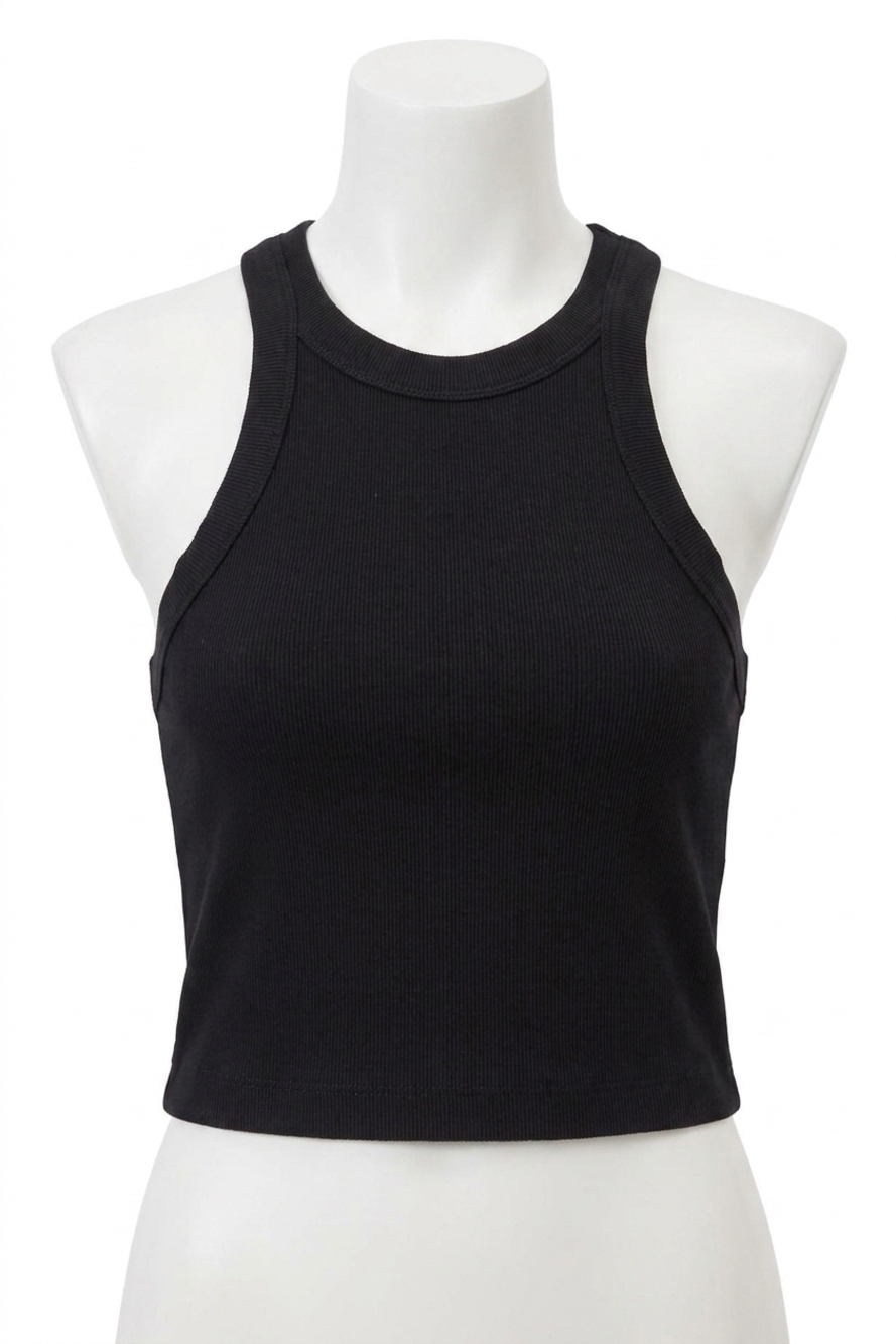 NEW CLOSED cropped racer tank in black